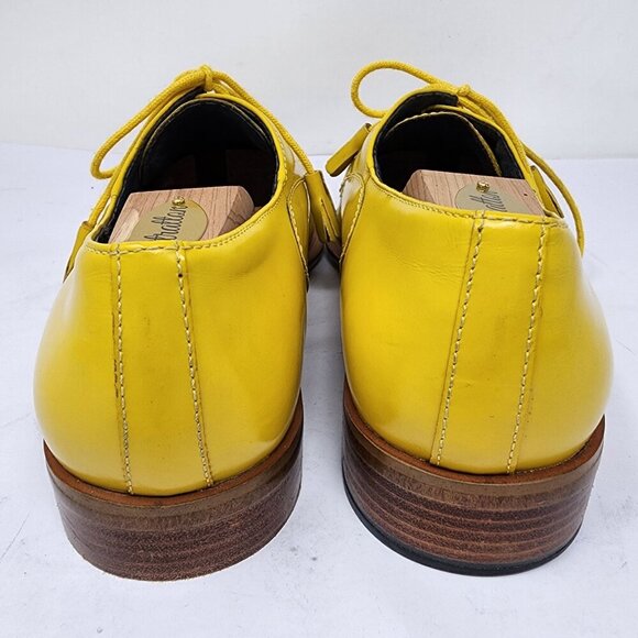 Giorgio BrutiniYellow Leather Mens Square-Toe Oxford Dress Shoes 8.5M - Picture 5 of 11